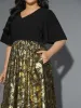 V Neck Glitter Flounce Sleeve Dress sold by Bloomchic