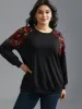 Floral Raglan Sleeve Stretchy Fitted Sweatshirt sold by Bloomchic