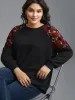 Floral Raglan Sleeve Stretchy Fitted Sweatshirt sold by Bloomchic