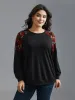 Floral Raglan Sleeve Stretchy Fitted Sweatshirt sold by Bloomchic