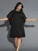 Rhinestone Ruffle Sleeve Mesh Patchwork Dress sold by Bloomchic
