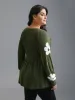 Floral Patch Jacquard Cinched Waist Pullover sold by Bloomchic