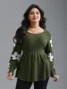 Floral Patch Jacquard Cinched Waist Pullover sold by Bloomchic