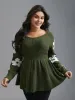 Floral Patch Jacquard Cinched Waist Pullover sold by Bloomchic