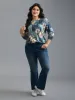 Crew Neck Floral Curved Hem T-Shirt sold by Bloomchic