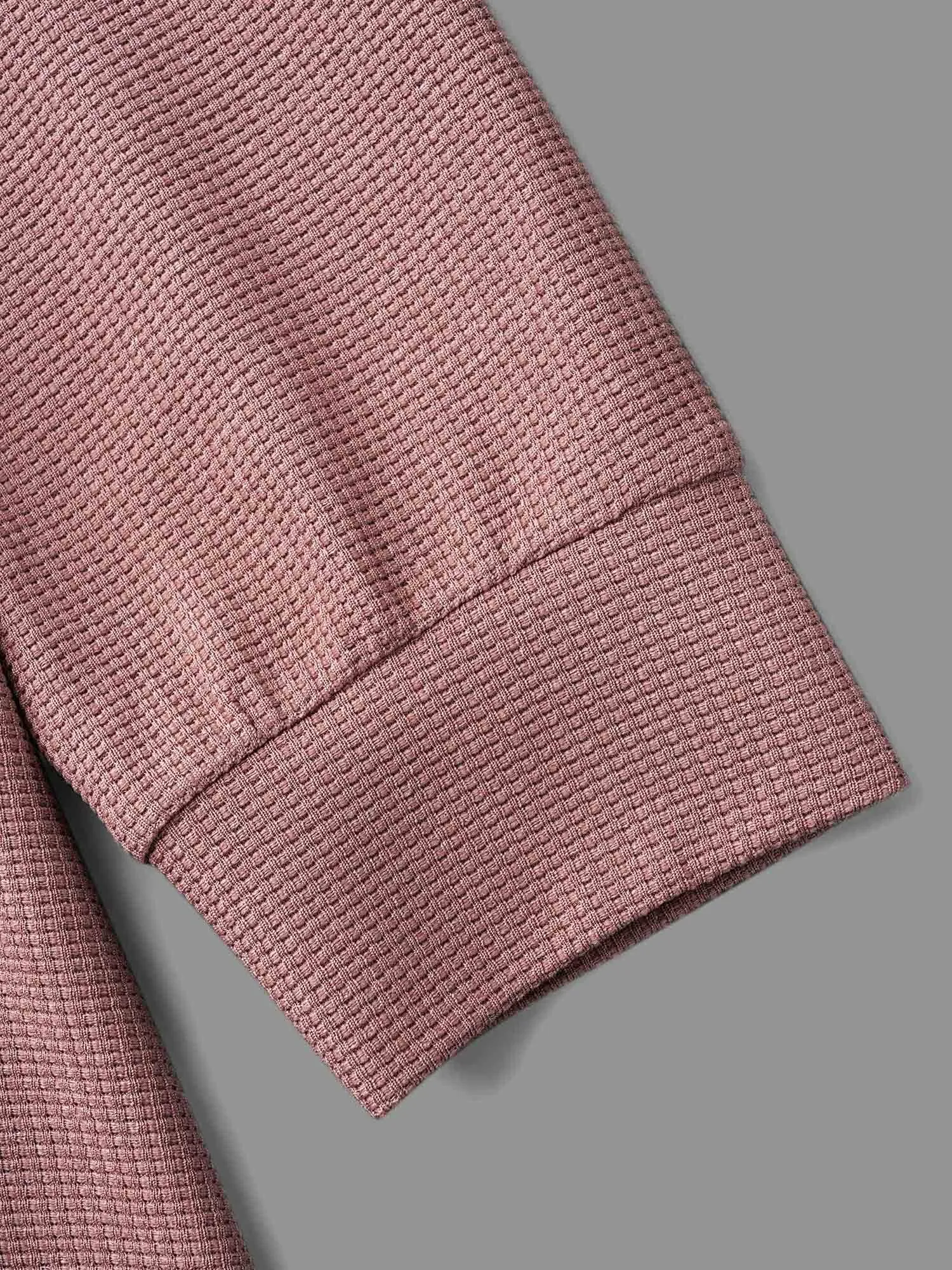 Waffle Knit Hooded Drawstring Sweatshirt sold by Bloomchic product image thumbnail 5