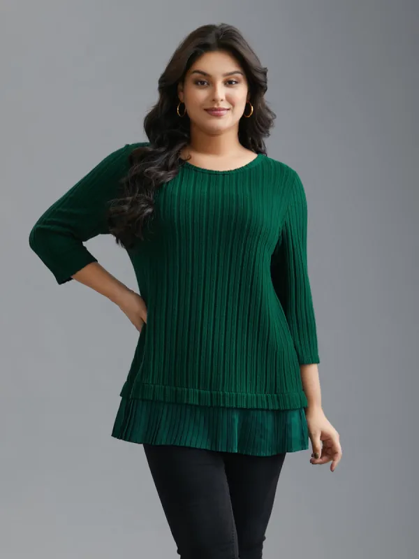 Crew Neck Plain Pit Strip T-Shirt sold by Bloomchic