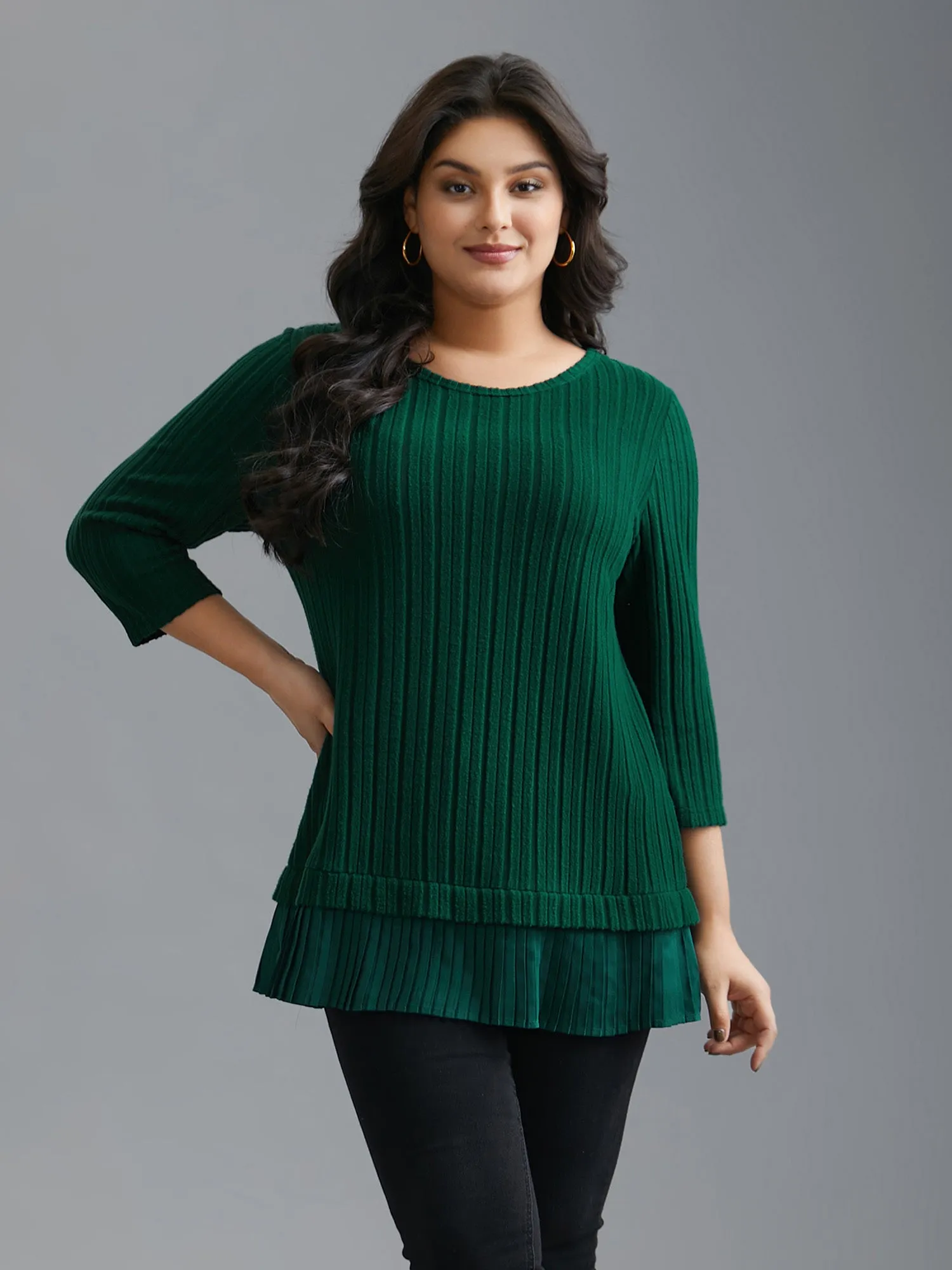 Crew Neck Plain Pit Strip T-Shirt sold by Bloomchic