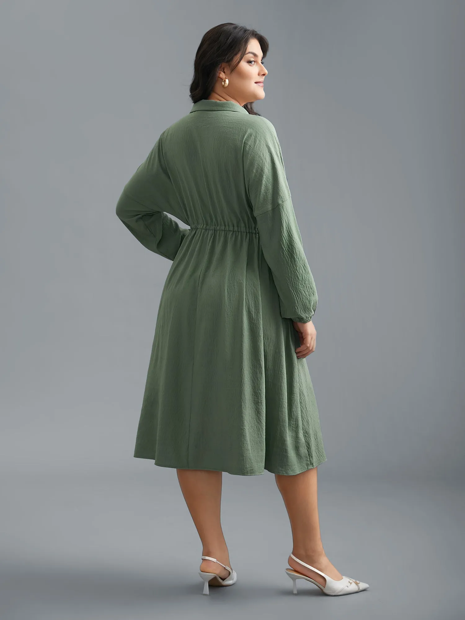 Shirt Collar Tie-Waist Drop Dress sold by Bloomchic product image thumbnail 5