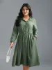 Shirt Collar Tie-Waist Drop Dress sold by Bloomchic