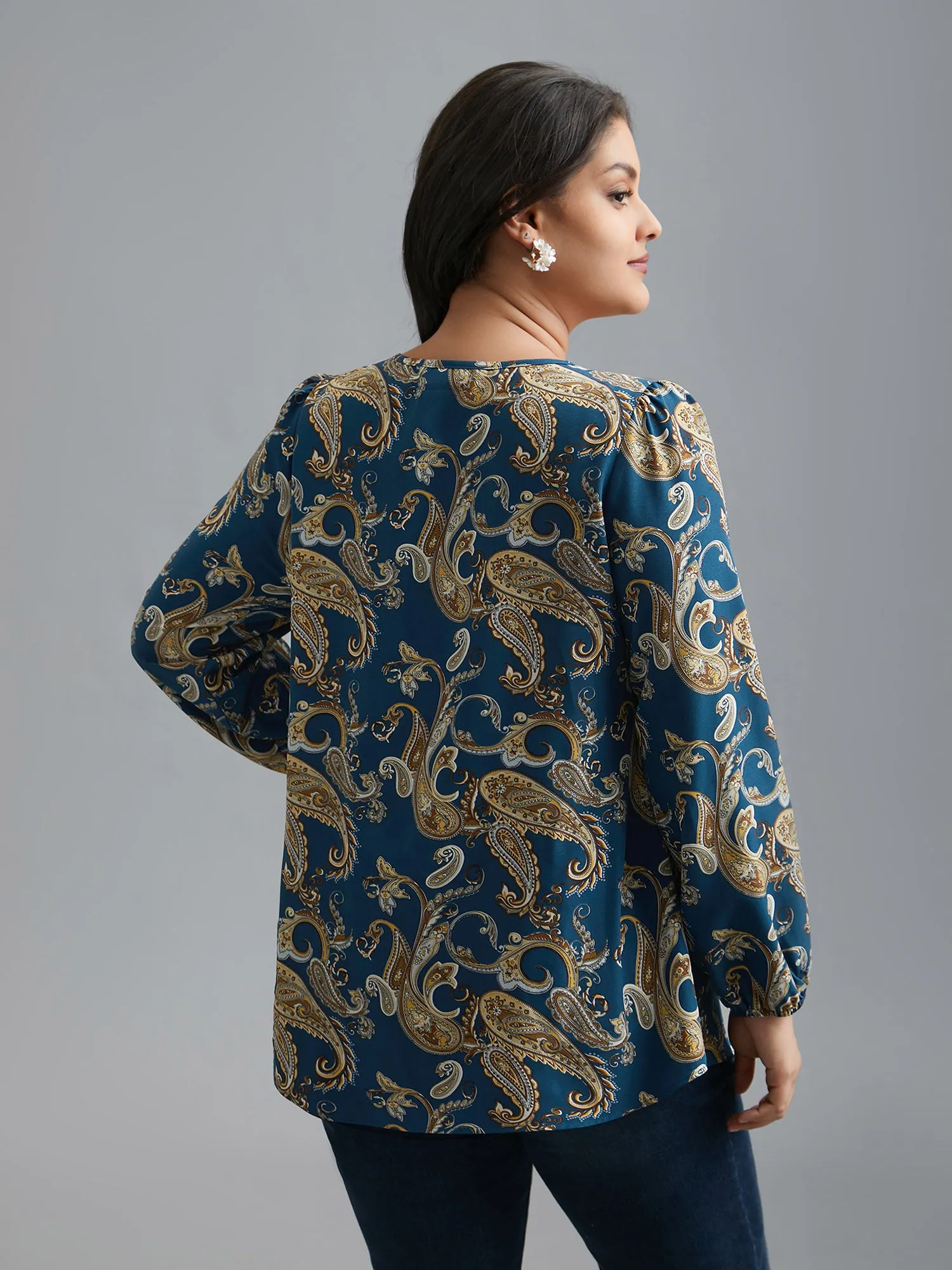 Round Neck Paisley Cut Out Blouse sold by Bloomchic product image thumbnail 5