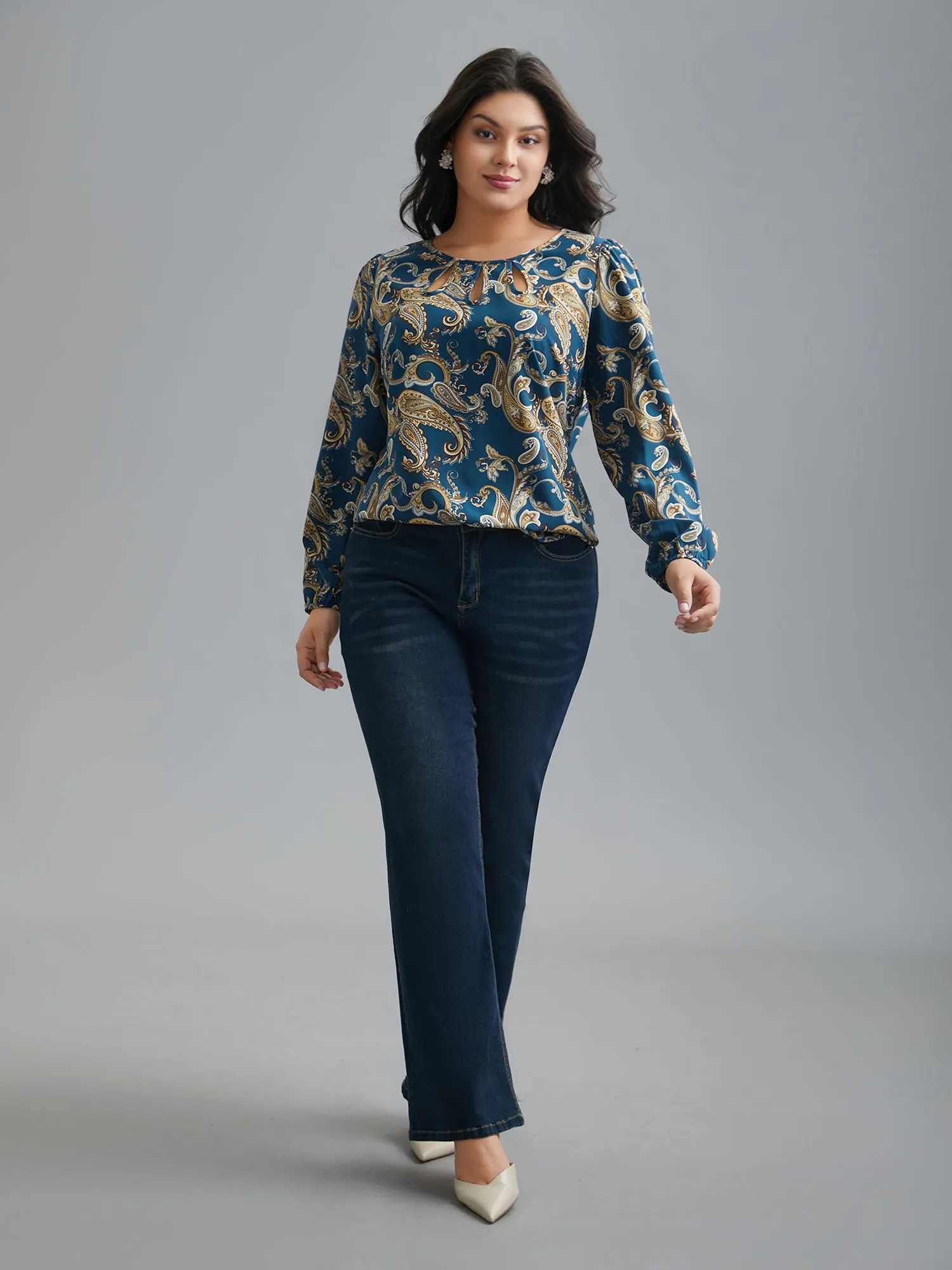 Round Neck Paisley Cut Out Blouse sold by Bloomchic product image thumbnail 3