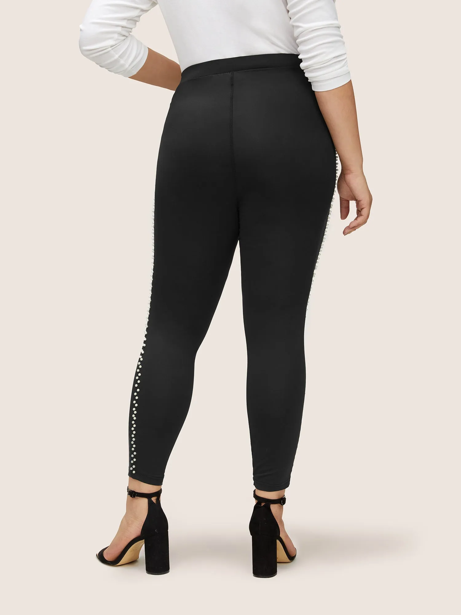 Pearl Beaded High Rise Skinny Leggings sold by Bloomchic product image thumbnail 2