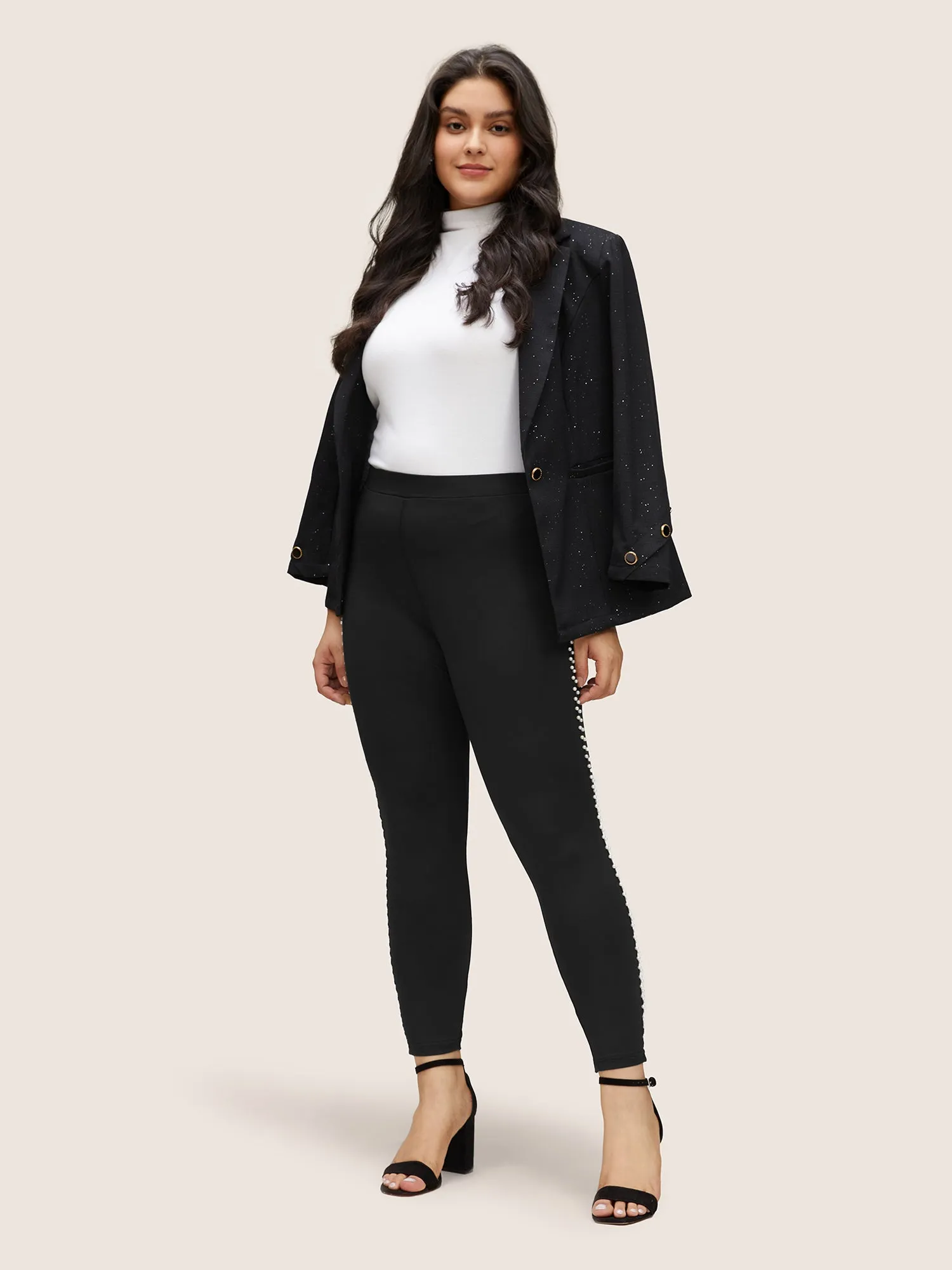 Pearl Beaded High Rise Skinny Leggings sold by Bloomchic product image thumbnail 3