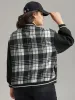 Plaid Button Through Pocket Baseball Collar Bomber Jacket sold by Bloomchic