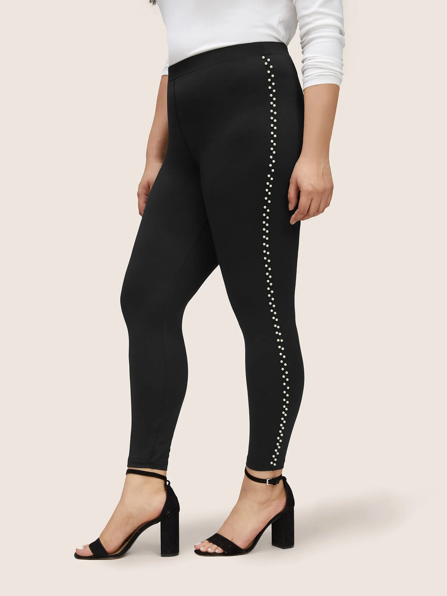 Pearl Beaded High Rise Skinny Leggings sold by Bloomchic