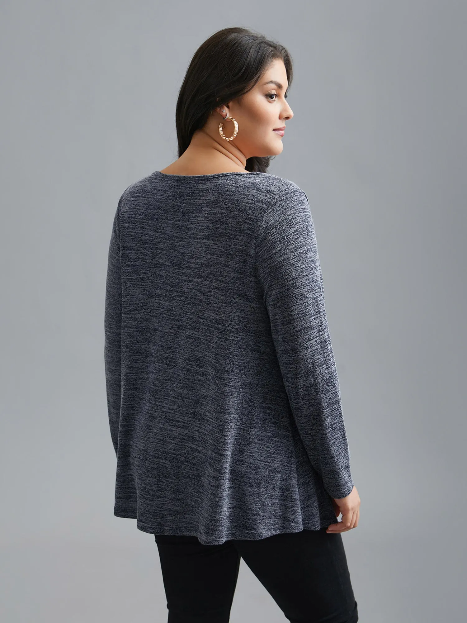 Cowl Neck Side Slit Fitted T-Shirt sold by Bloomchic product image thumbnail 3