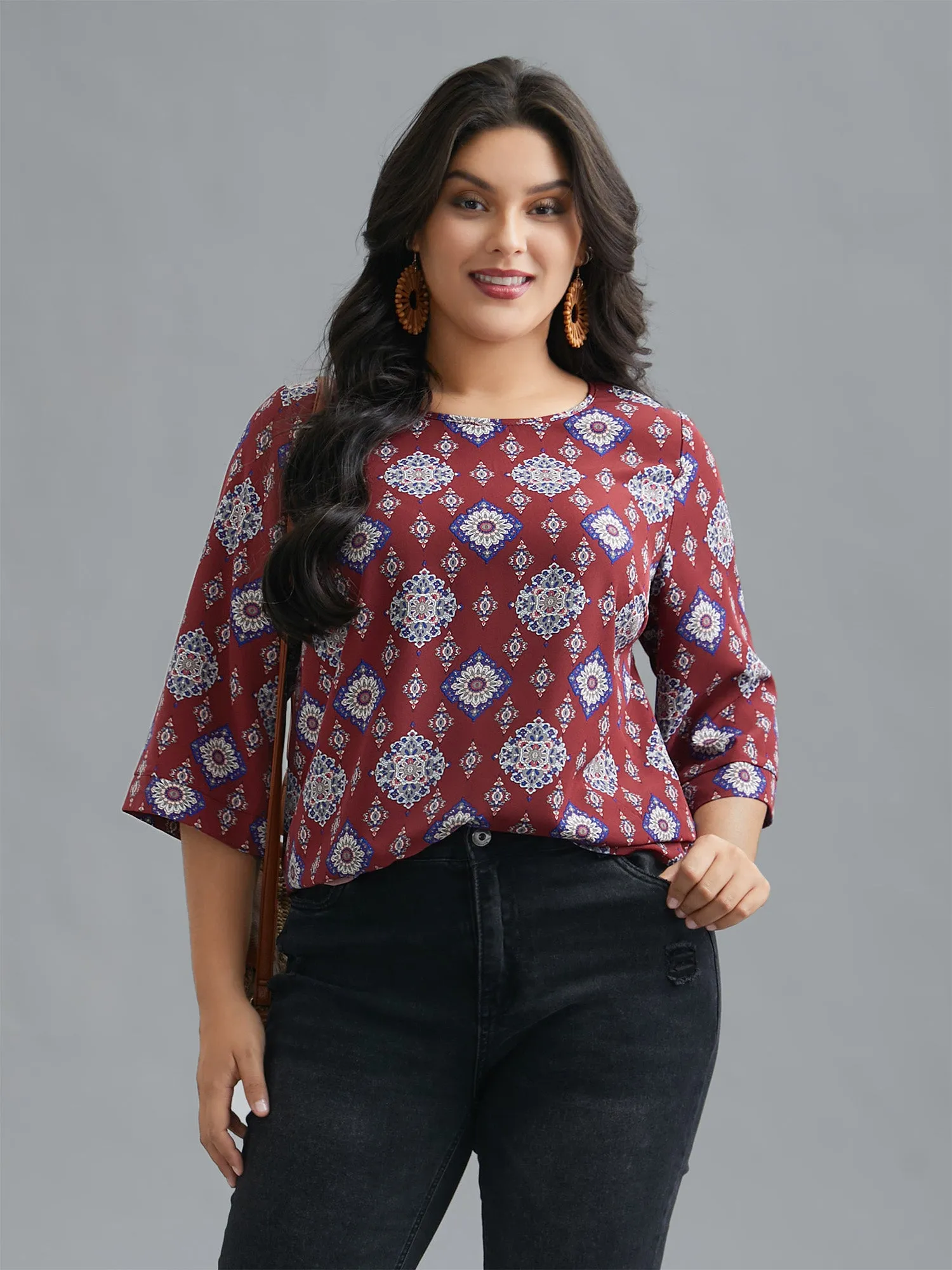 Round Neck Bandana Print Blouse sold by Bloomchic product image thumbnail 2