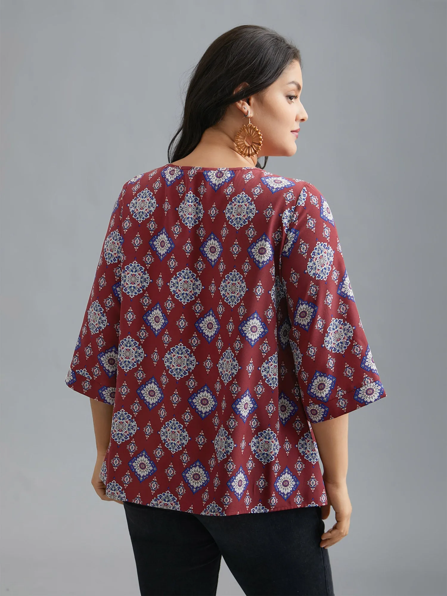 Round Neck Bandana Print Blouse sold by Bloomchic product image thumbnail 4