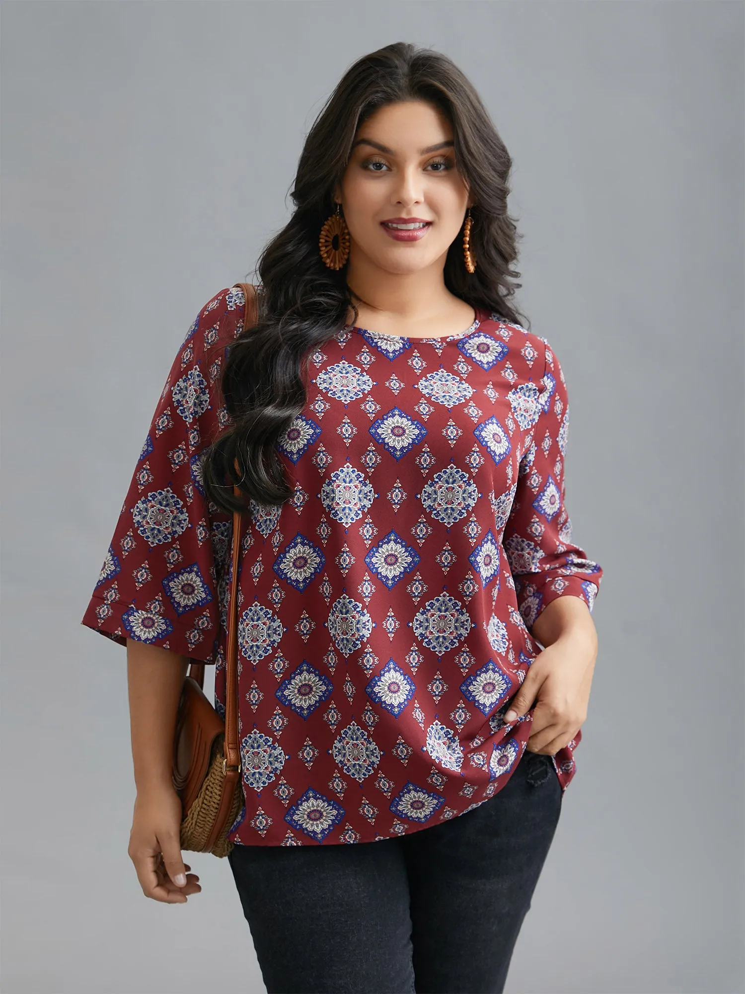 Round Neck Bandana Print Blouse sold by Bloomchic product image thumbnail 3