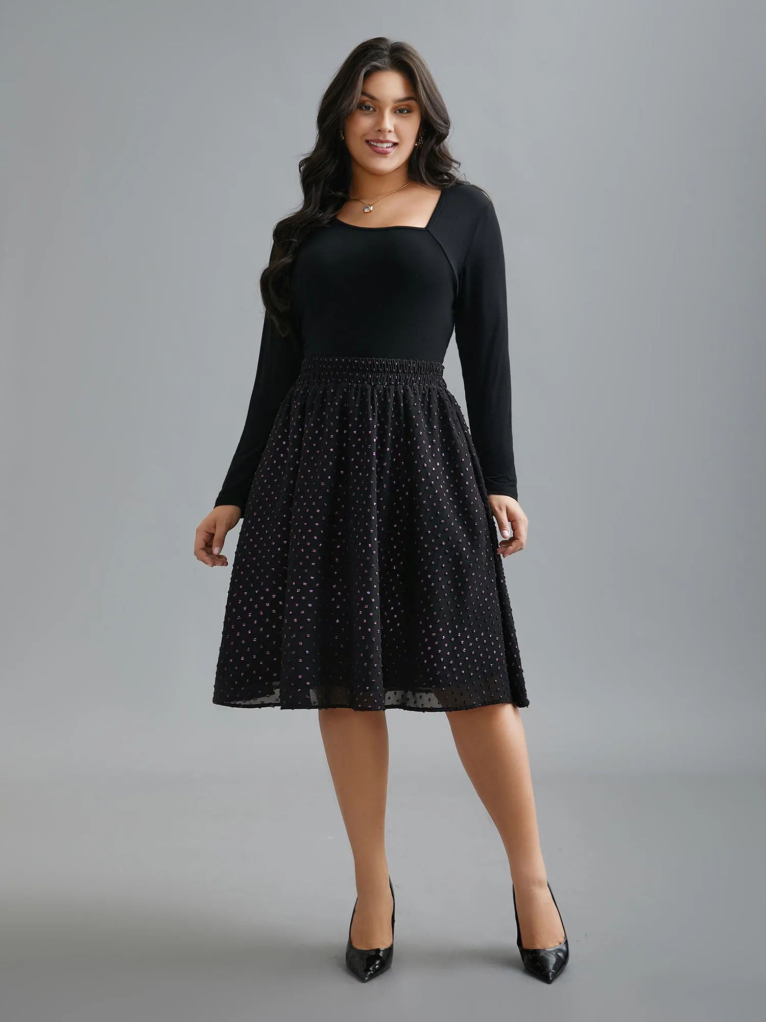 Glitter Polka Dot Pleated Skirt sold by Bloomchic product image thumbnail 2
