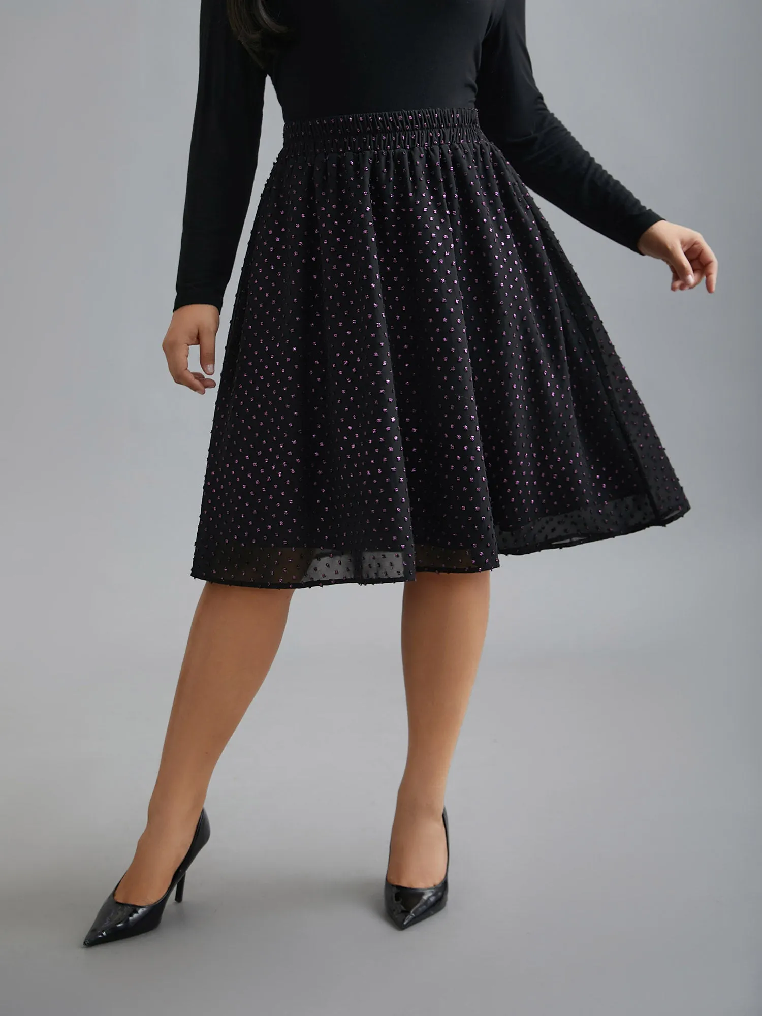 Glitter Polka Dot Pleated Skirt sold by Bloomchic product image thumbnail 4