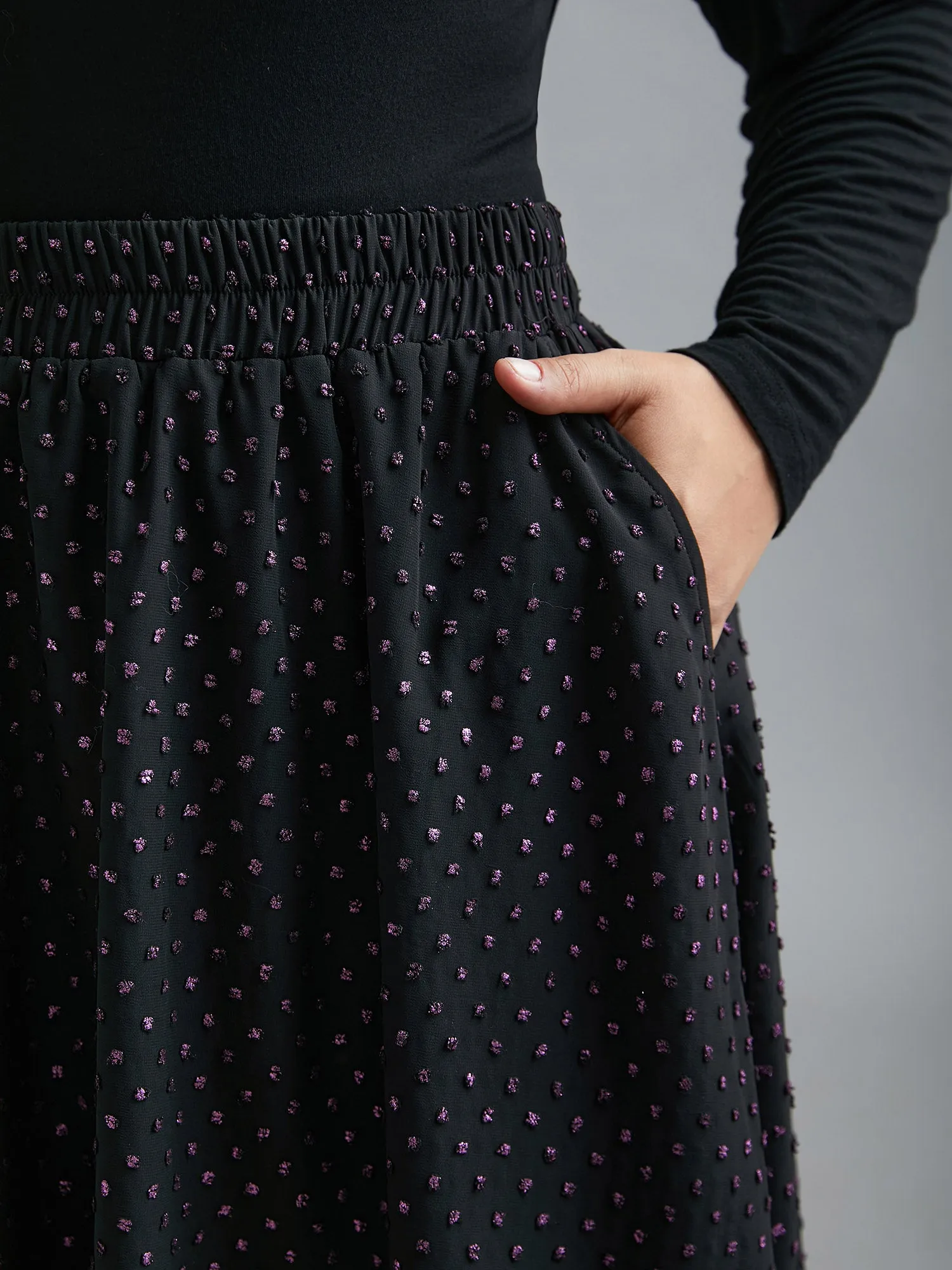 Glitter Polka Dot Pleated Skirt sold by Bloomchic product image thumbnail 3