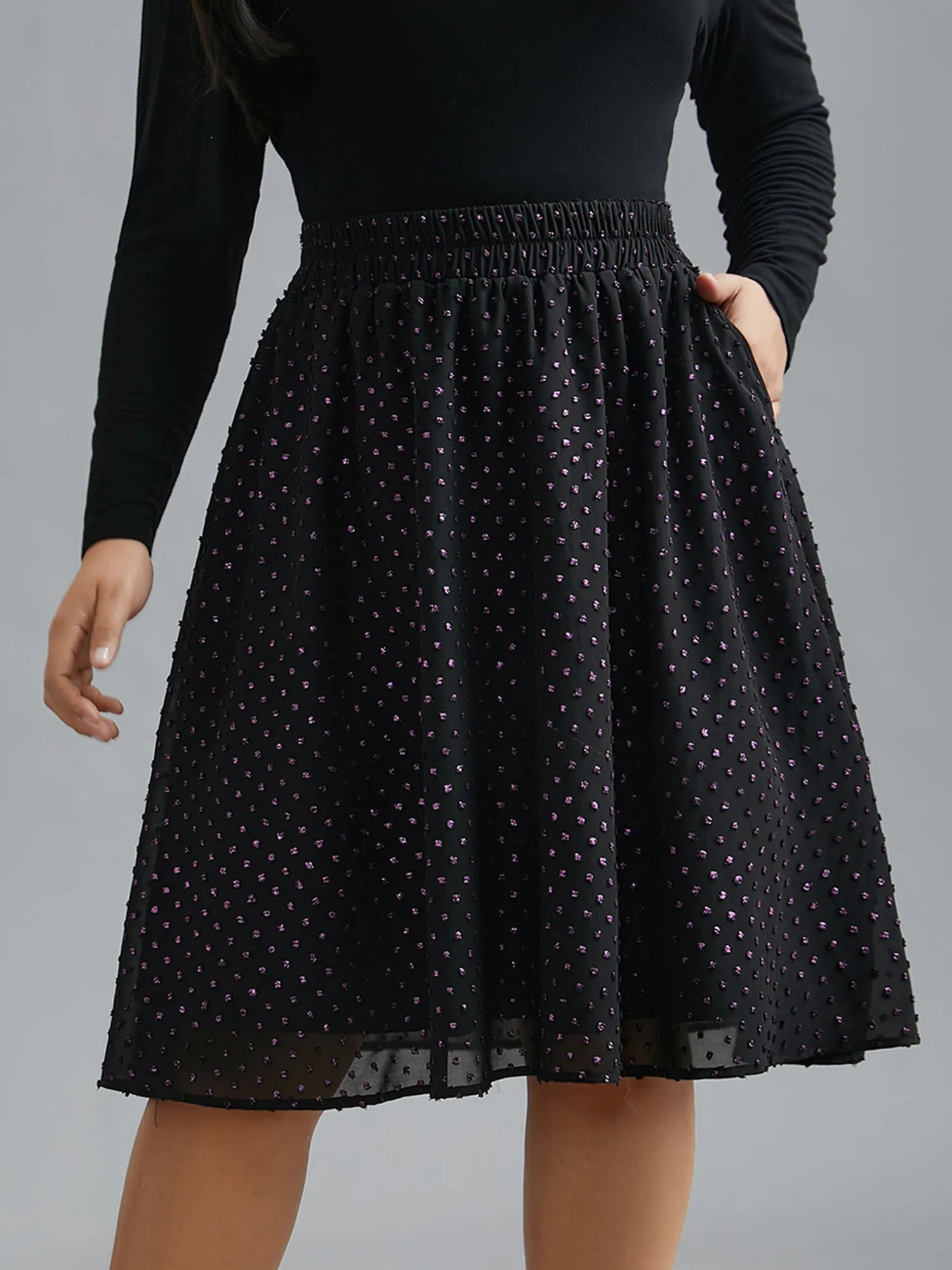 Glitter Polka Dot Pleated Skirt sold by Bloomchic