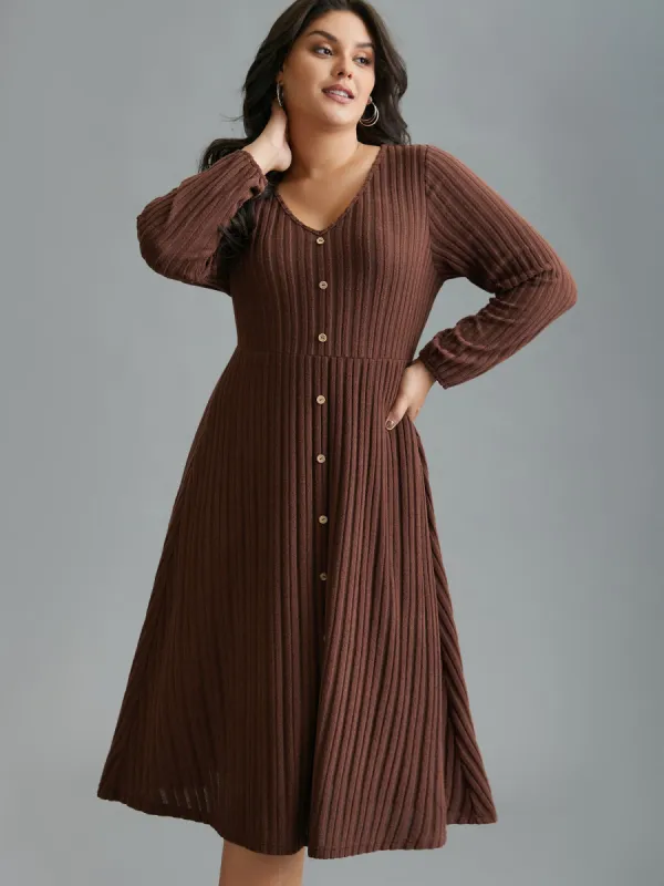 Stretchy Waist Defining Knit Midi Dress sold by Bloomchic