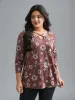 Notched Collar Floral Crisscross T-Shirt sold by Bloomchic