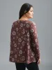 Notched Collar Floral Crisscross T-Shirt sold by Bloomchic
