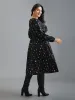 V Neck Color Contrast Lantern Sleeve Dress sold by Bloomchic