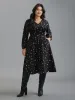 V Neck Color Contrast Lantern Sleeve Dress sold by Bloomchic