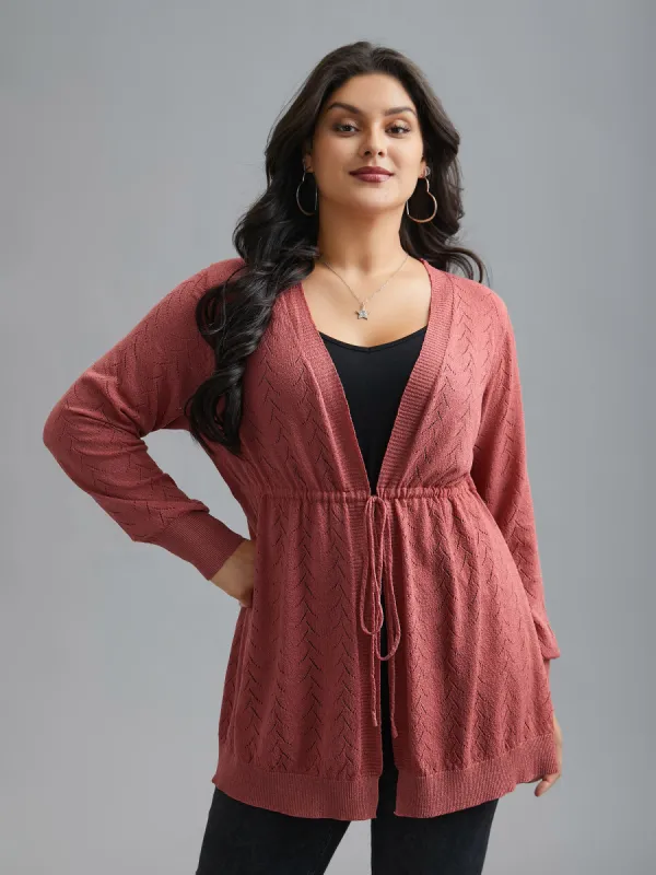 Textured Waist Tie Fitted Knit Cardigan sold by Bloomchic