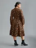 Leopard Print Stretchy Waist Belted Dress sold by Bloomchic