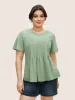Cotton Crew Neck Tucked Seam Pleated T-shirt sold by Bloomchic