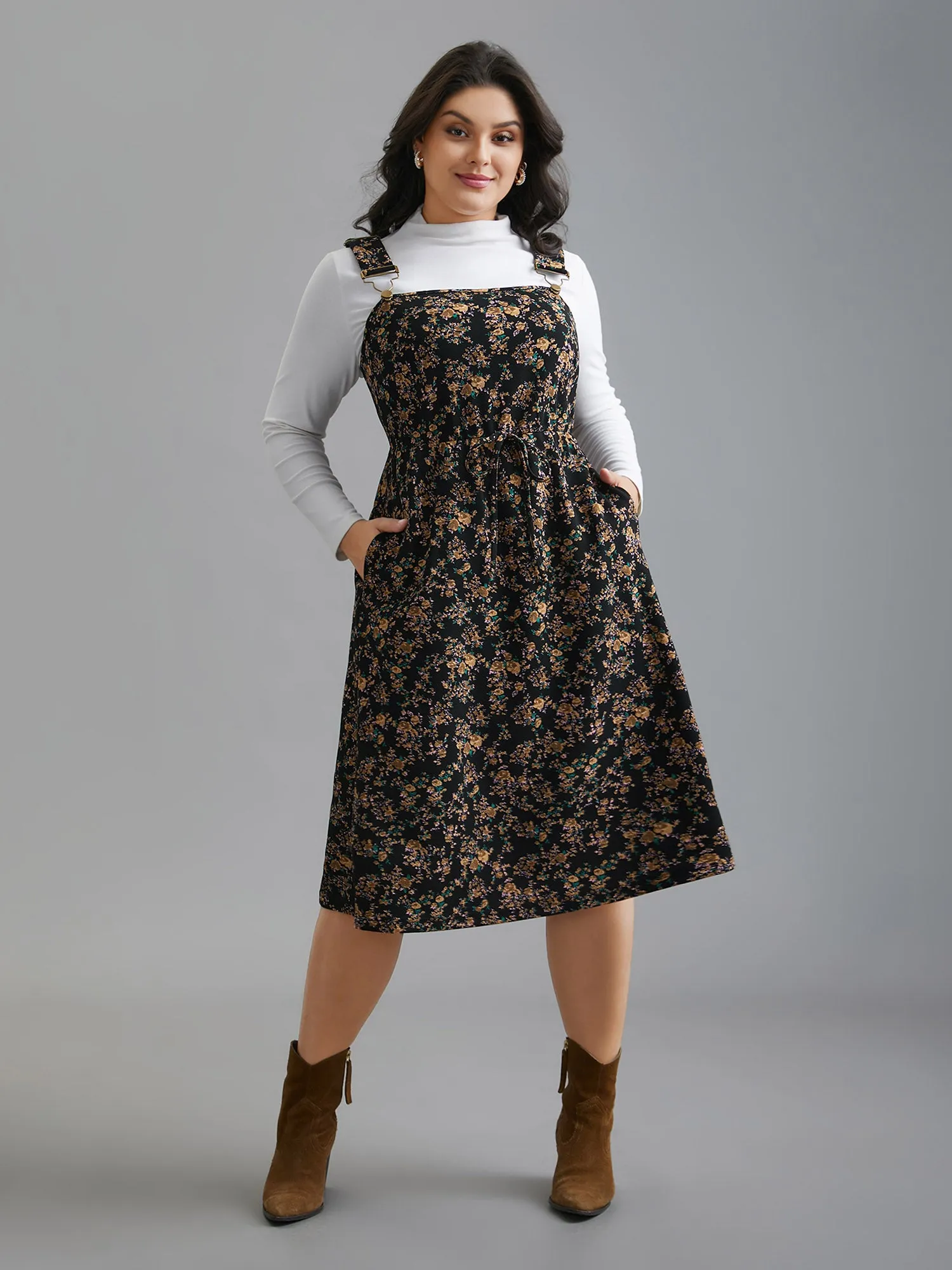 Ditsy Floral Adjustable Straps Drawstring Dress sold by Bloomchic product image thumbnail 3