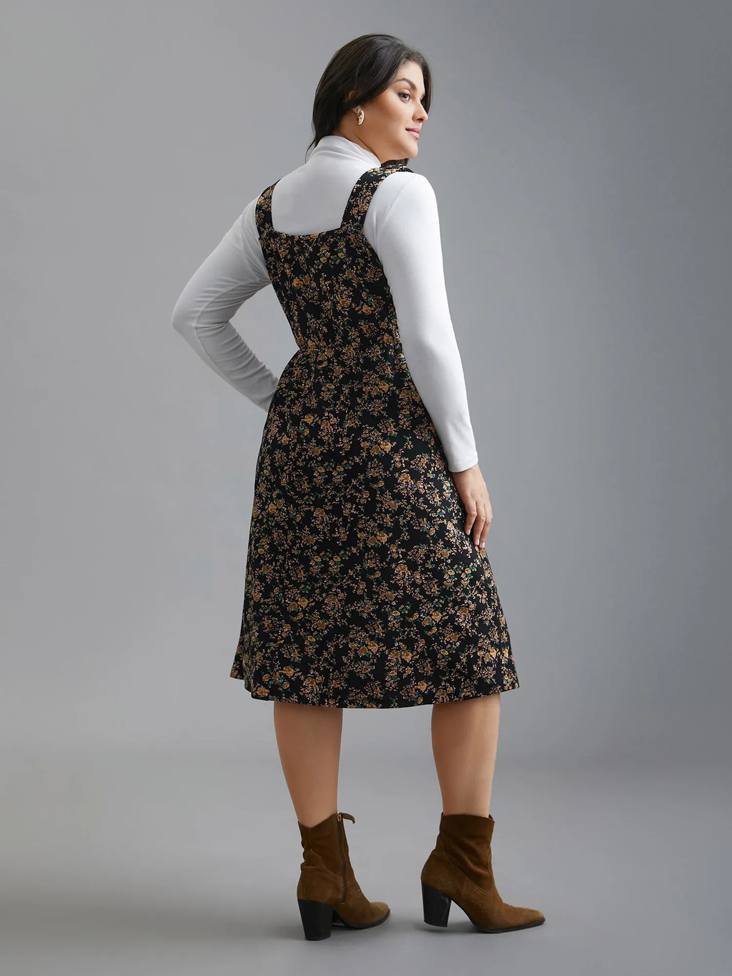 Ditsy Floral Adjustable Straps Drawstring Dress sold by Bloomchic product image thumbnail 5