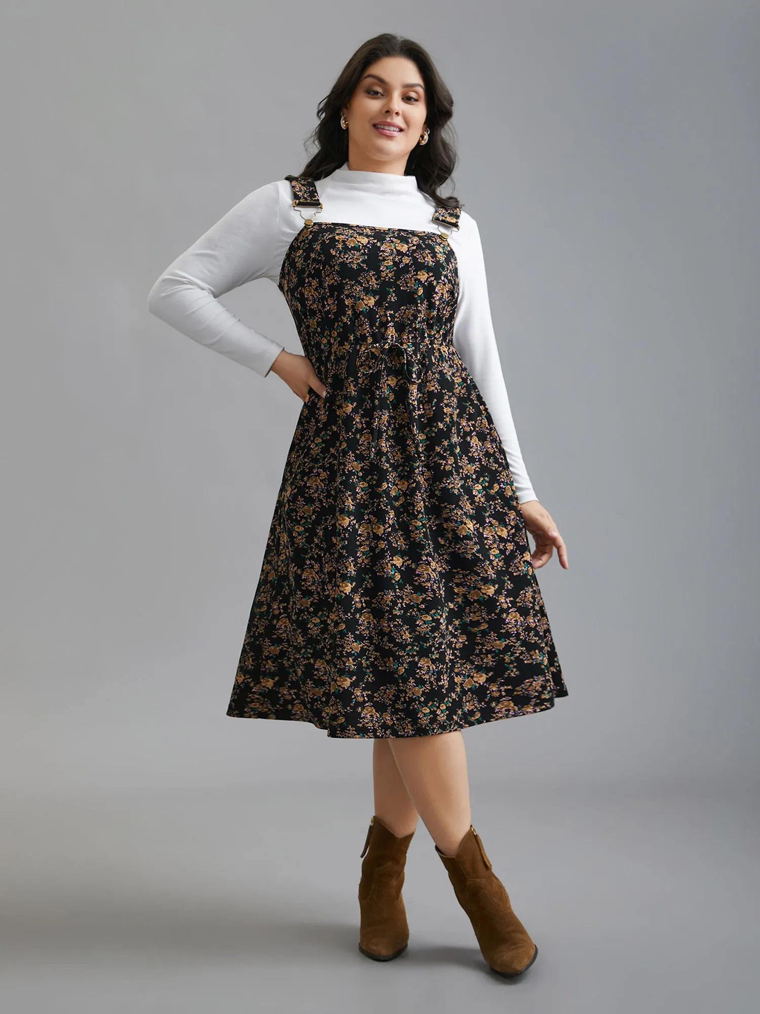 Ditsy Floral Adjustable Straps Drawstring Dress sold by Bloomchic product image thumbnail 4