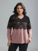 Crochet Lace Mesh Contrast Patchwork Top sold by Bloomchic