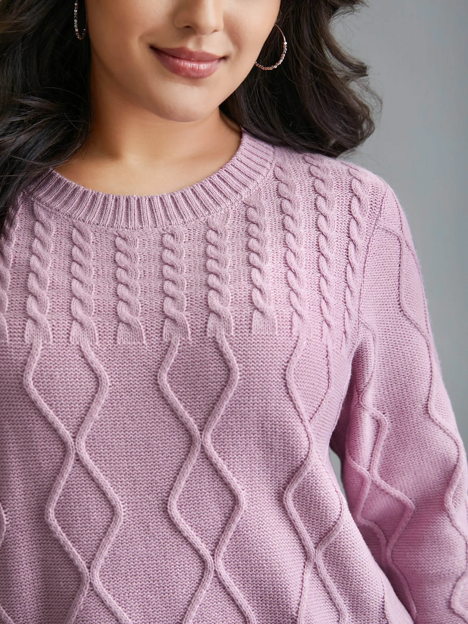 Crew Neck Cable Knit Textured Pullover sold by Bloomchic product image thumbnail 5
