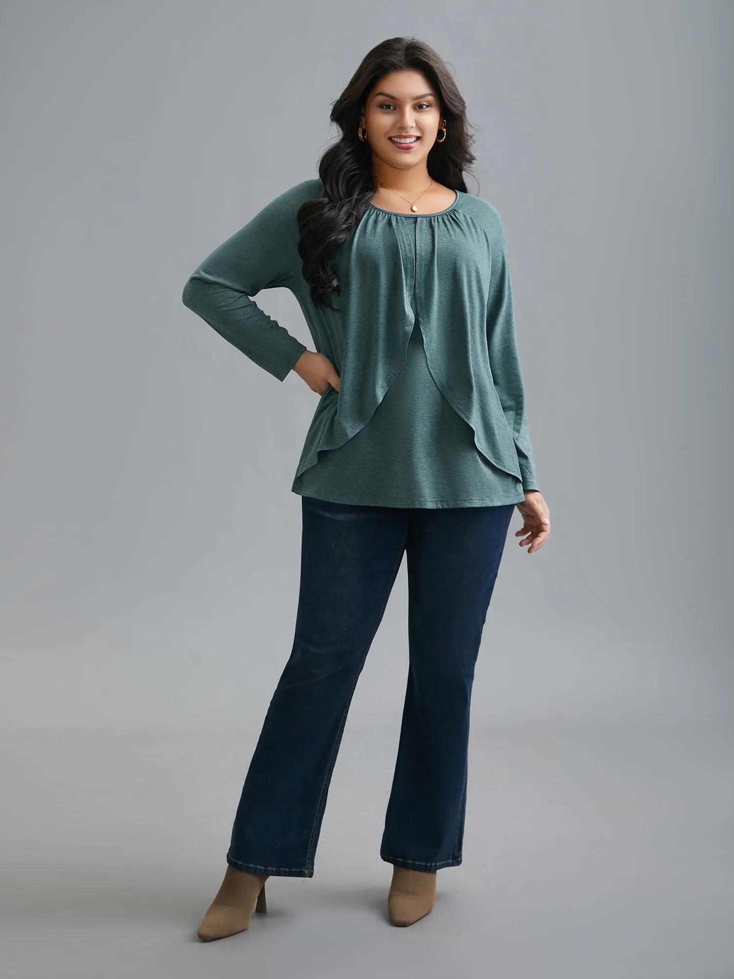 2-In-1 Gathered Ruffle Trim T-Shirt sold by Bloomchic product image thumbnail 4