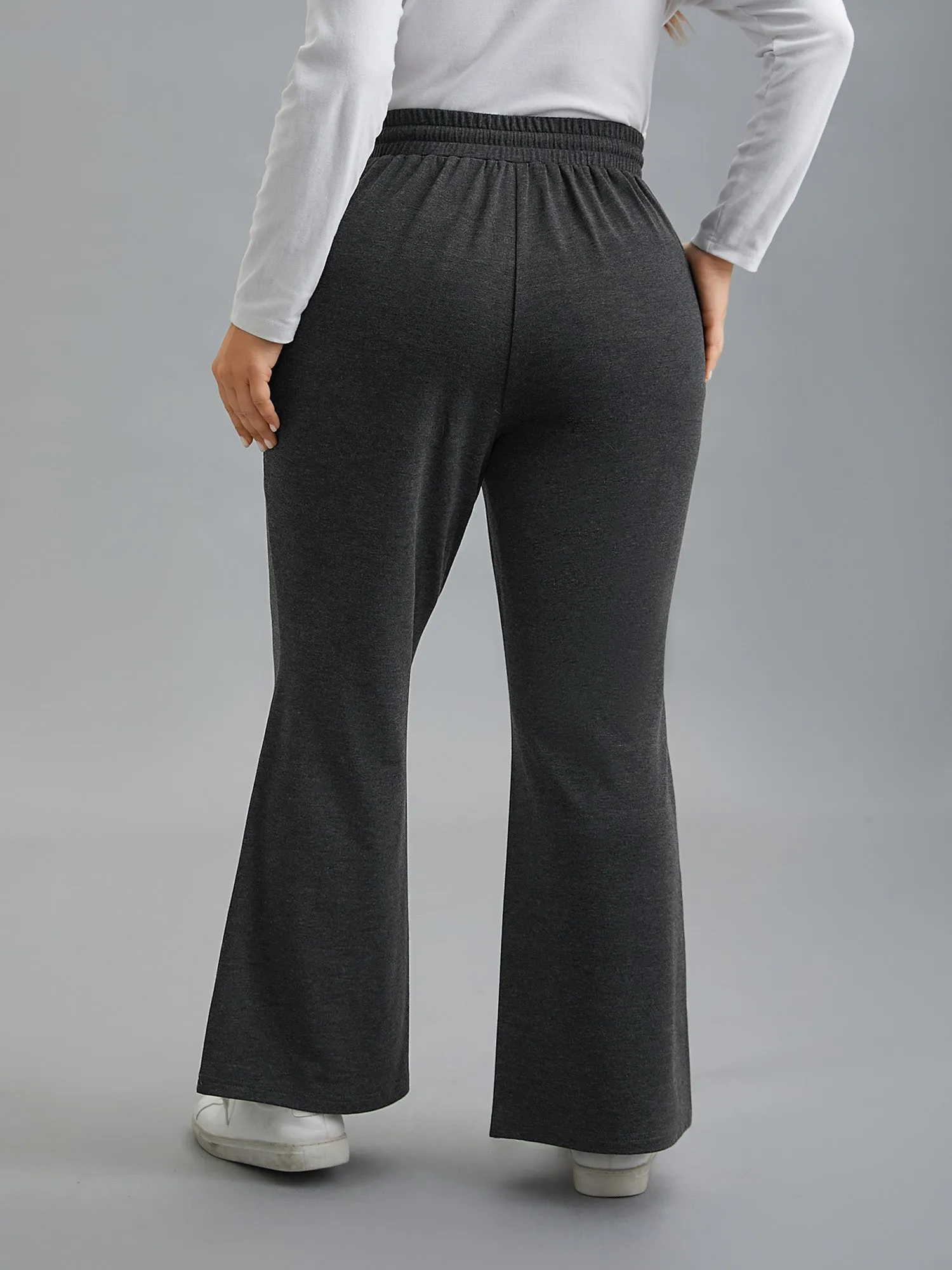 Plain Drawstring Elastic Waist Bootcut Pants sold by Bloomchic product image thumbnail 3