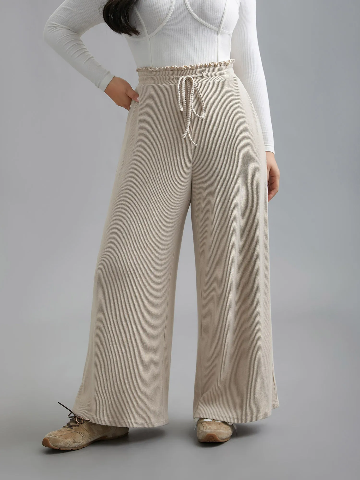 Solid Drawstring Fit Stretch Pants sold by Bloomchic product image thumbnail 4