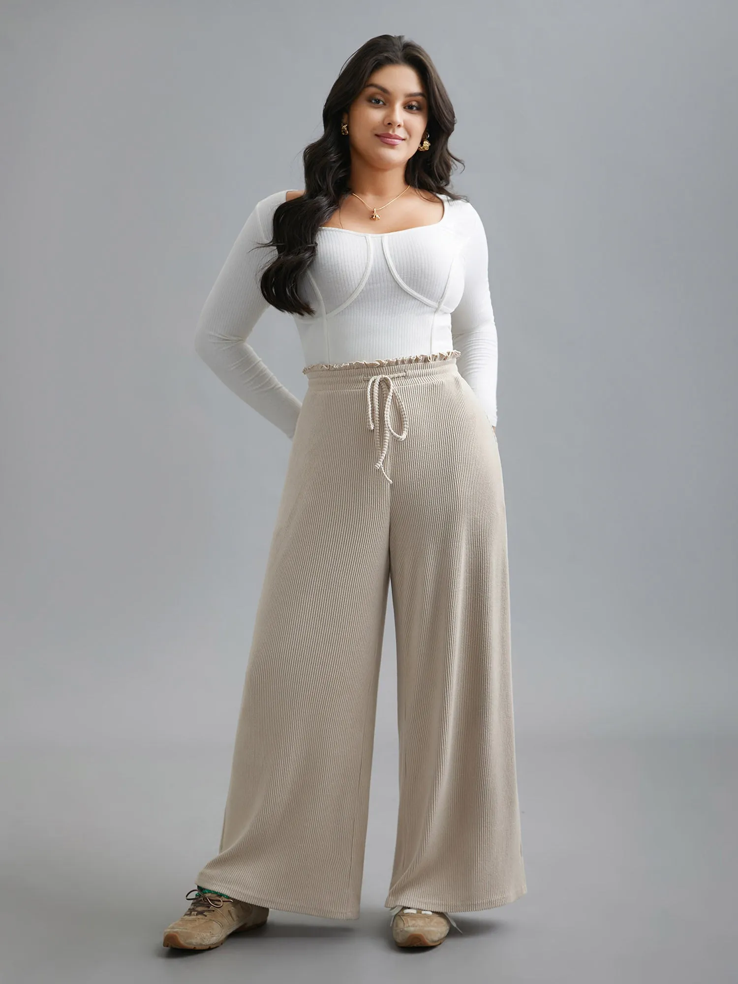 Solid Drawstring Fit Stretch Pants sold by Bloomchic product image thumbnail 3