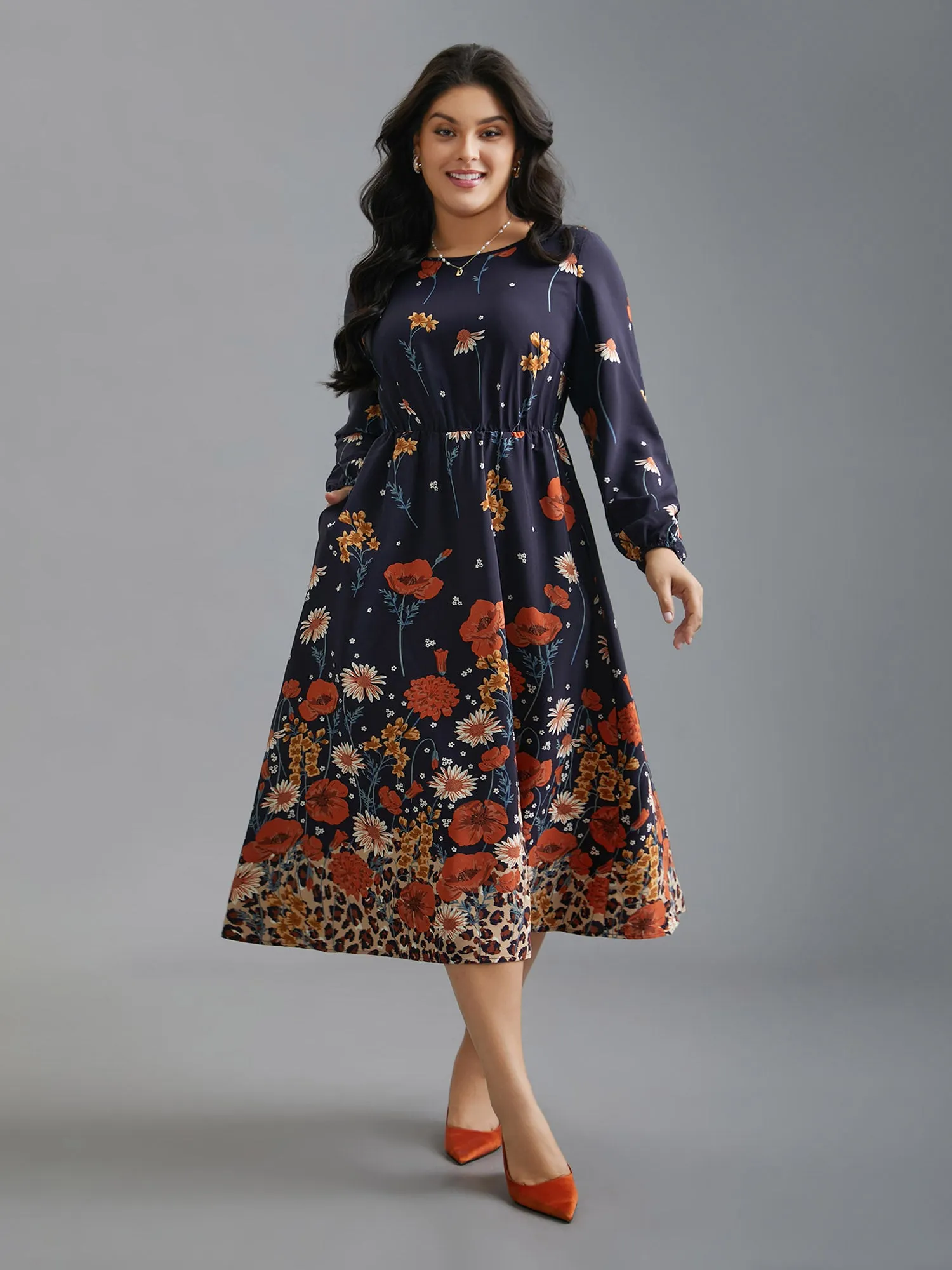 Floral Boho Print Lantern Sleeve Dress sold by Bloomchic product image thumbnail 4