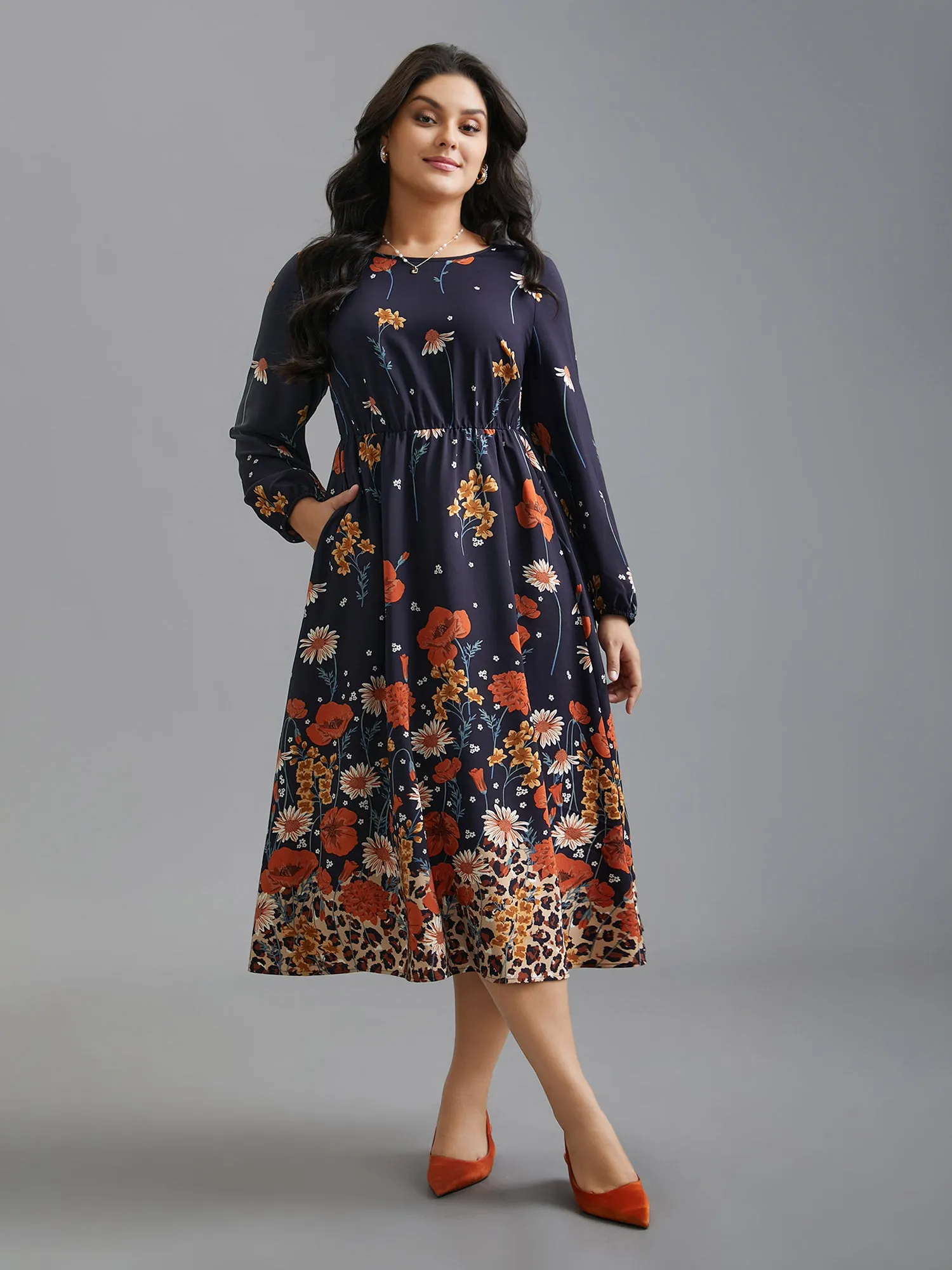 Floral Boho Print Lantern Sleeve Dress sold by Bloomchic product image thumbnail 3
