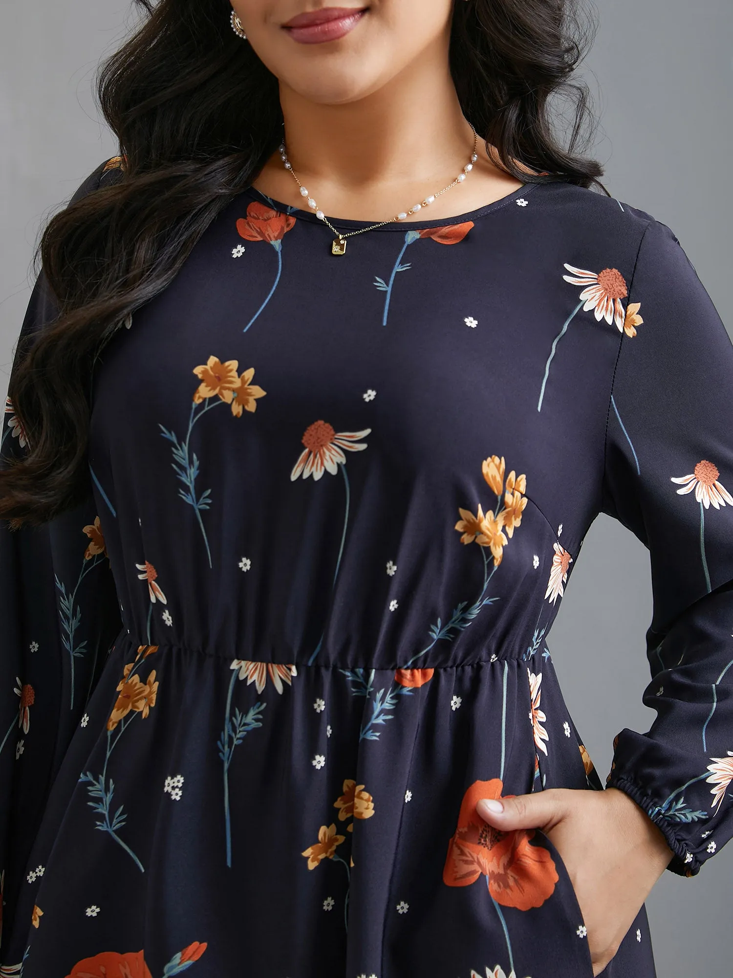 Floral Boho Print Lantern Sleeve Dress sold by Bloomchic product image thumbnail 2