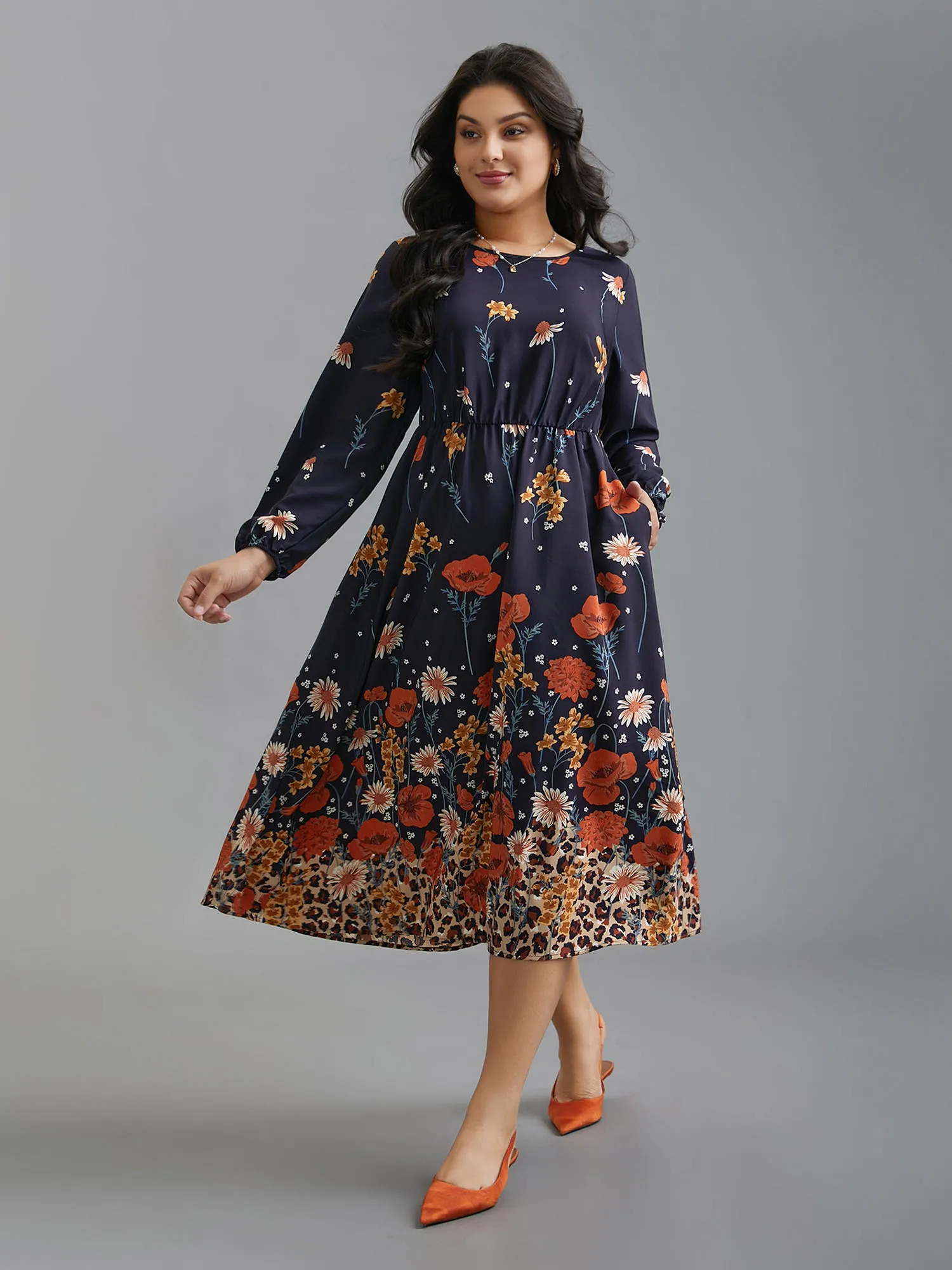 Floral Boho Print Lantern Sleeve Dress sold by Bloomchic