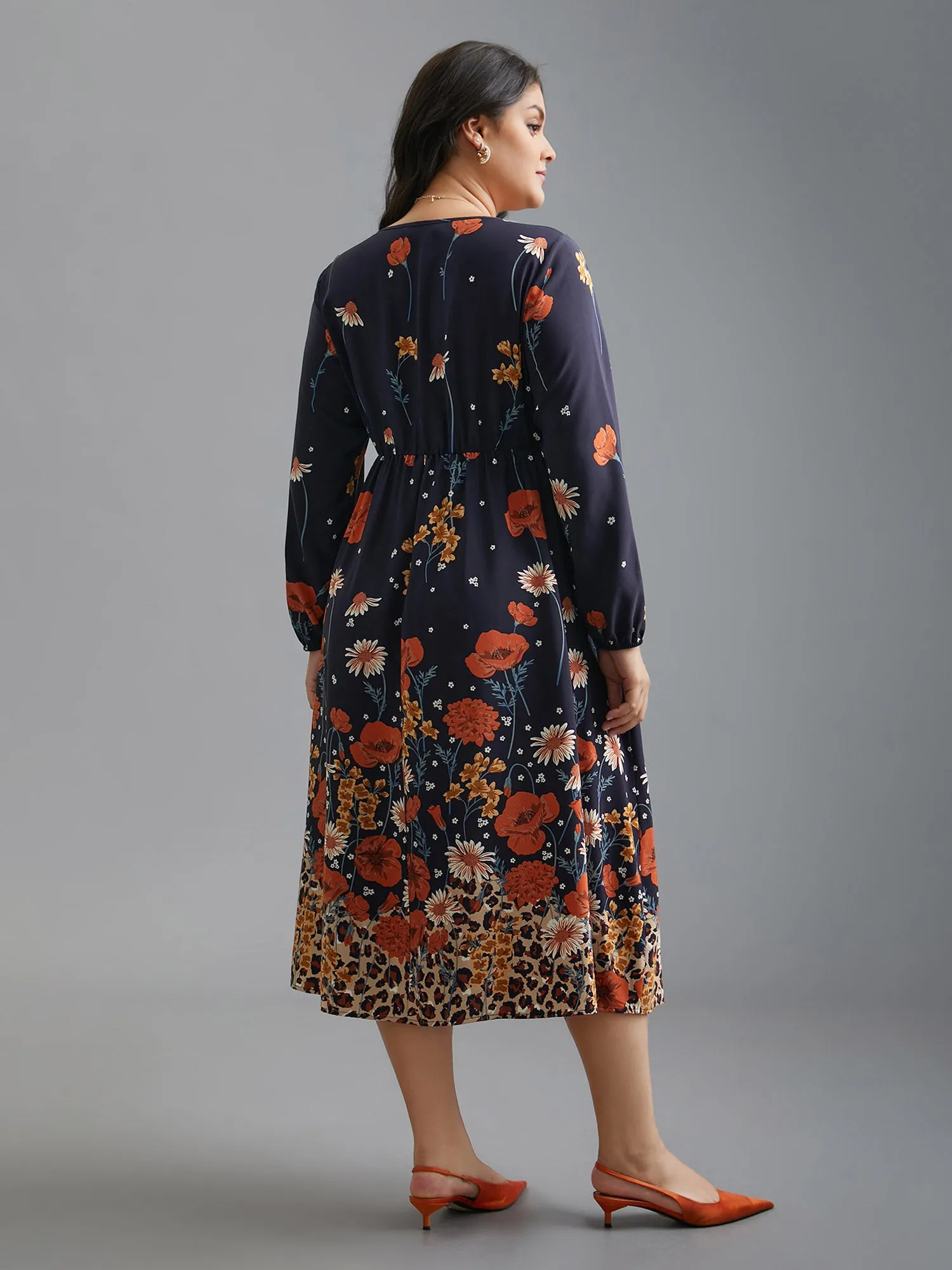 Floral Boho Print Lantern Sleeve Dress sold by Bloomchic product image thumbnail 5